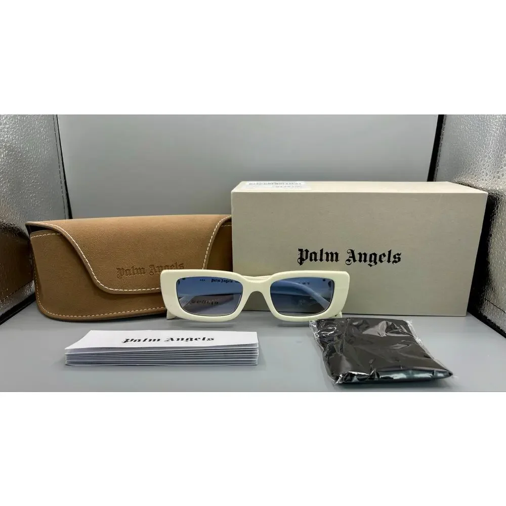 NIB Palm Angels Sunglasses - White Frame, Gradient Blue Lens - Picture 2 of 8
